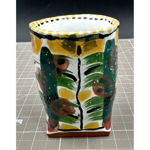 Talavera Small Vessel Appears Cactus with Snow Scene signed by maker